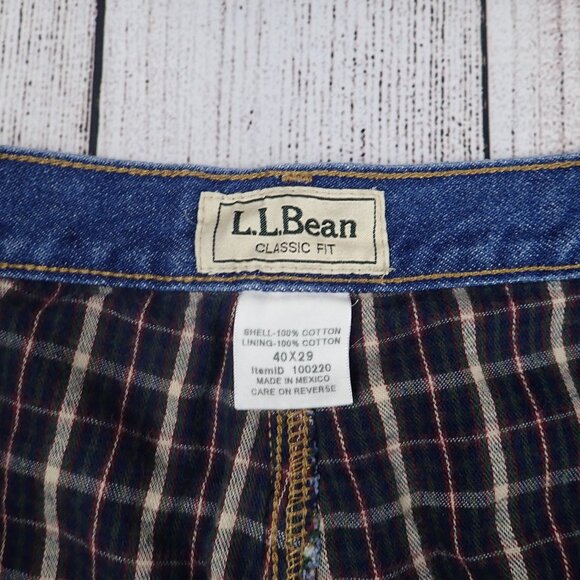 LL Bean Jeans Mens 40x29 Classic Fit Fleece Flannel Lined Blue Denim - Picture 2 of 10
